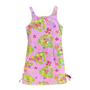 Lilly Pulitzer Girls 10 Mini‎ Shift Dress Pink Green Yellow Crab Print Vintage
